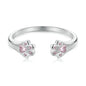 WOSTU 925 Sterling Silver Cat Pet Adjustable Rings For Women Animal Dog Open Ring Family Daughter Birthday Jewelry Girl Gift