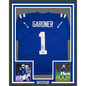 Framed Autographed/Signed Ahmad Sauce Gardner 35x39 Indianapolis Blue Football Jersey Beckett BAS COA