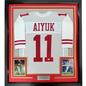 Framed Autographed/Signed Brandon Aiyuk 35x39 San Francisco White Football Jersey Beckett BAS COA