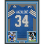 Framed Autographed/Signed Alex Anzalone 35x39 Detroit Blue Football Jersey Beckett BAS COA
