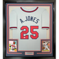 Framed Autographed/Signed Andruw Jones 35x39 Atlanta Grey Baseball Jersey PSA/DNA COA