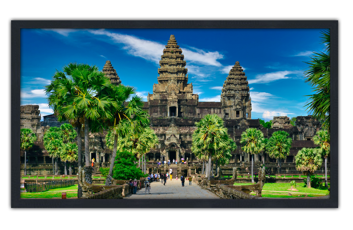 Professionally Framed Angkor Wat Cambodia Skyline High-Resolution Panoramic Photo 12x22 Wall Art