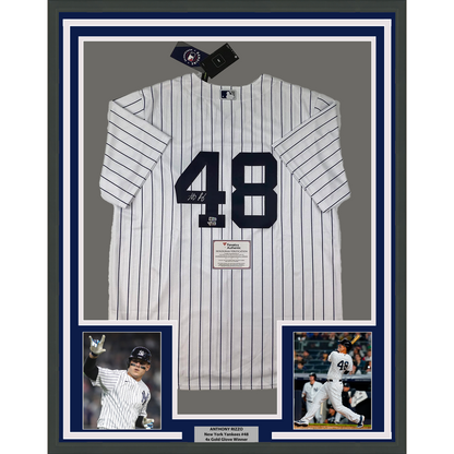 Framed Autographed/Signed Anthony Rizzo 35x39 New York Yankees Authentic Pinstripe Baseball Jersey Fanatics COA