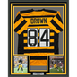 Framed Autographed/Signed Antonio Brown 35x39 Pittsburgh Bumble Bee Football Jersey JSA COA