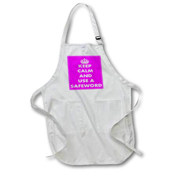 Apron - Keep Calm And Use A Safeword White Text On Pink Typography - Fun Parody