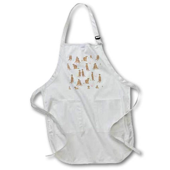 Apron - Meerkat Pattern White With Rainbow Detail Designs Wild Animals