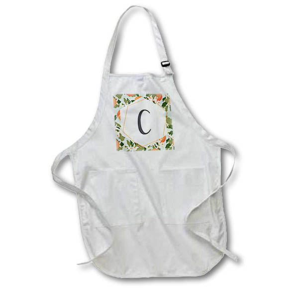 Apron - C - Orange Blossom Mint Monograms Designs Monogram Collection