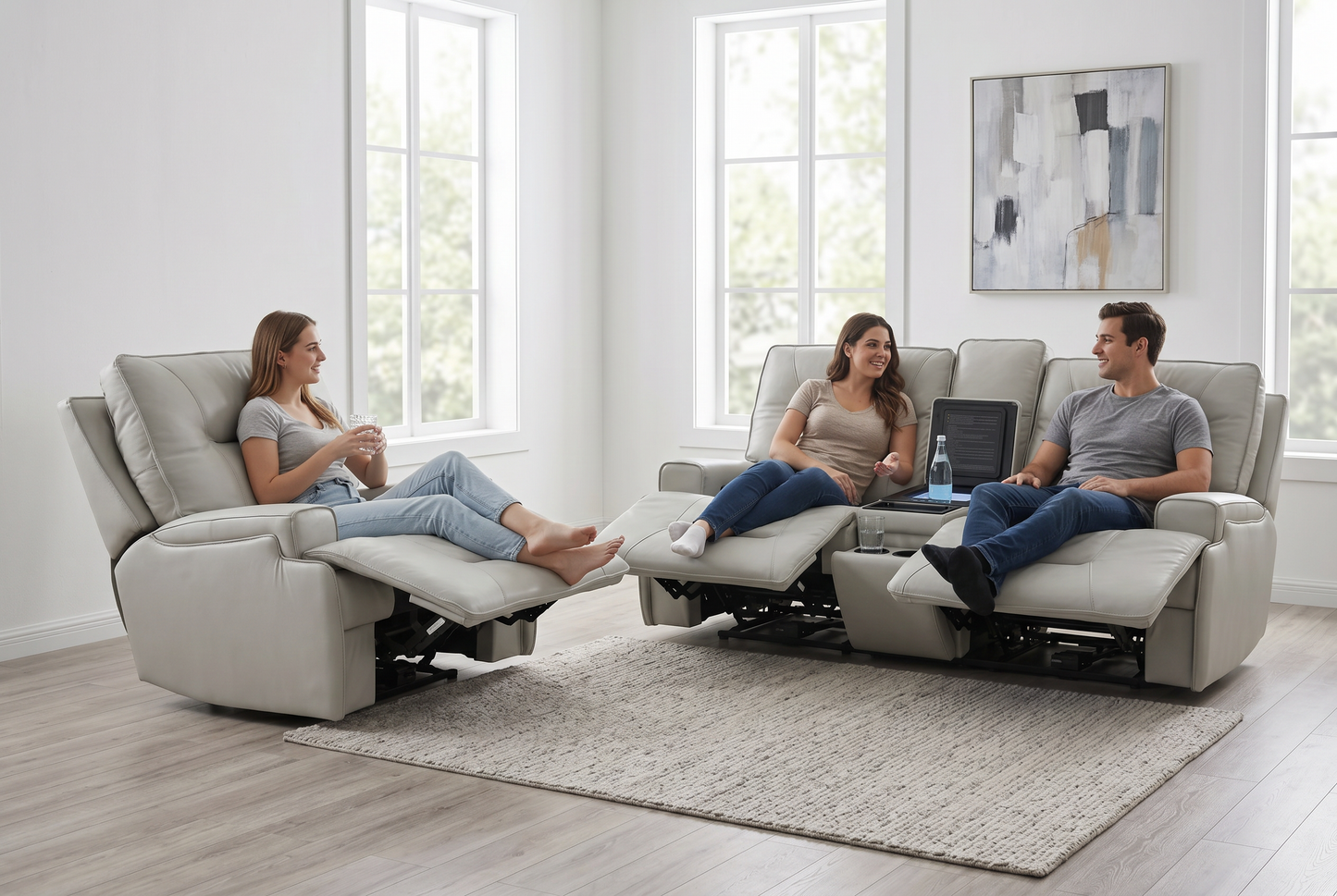 Atlas Fog 3-Piece Power Reclining Living Room Set