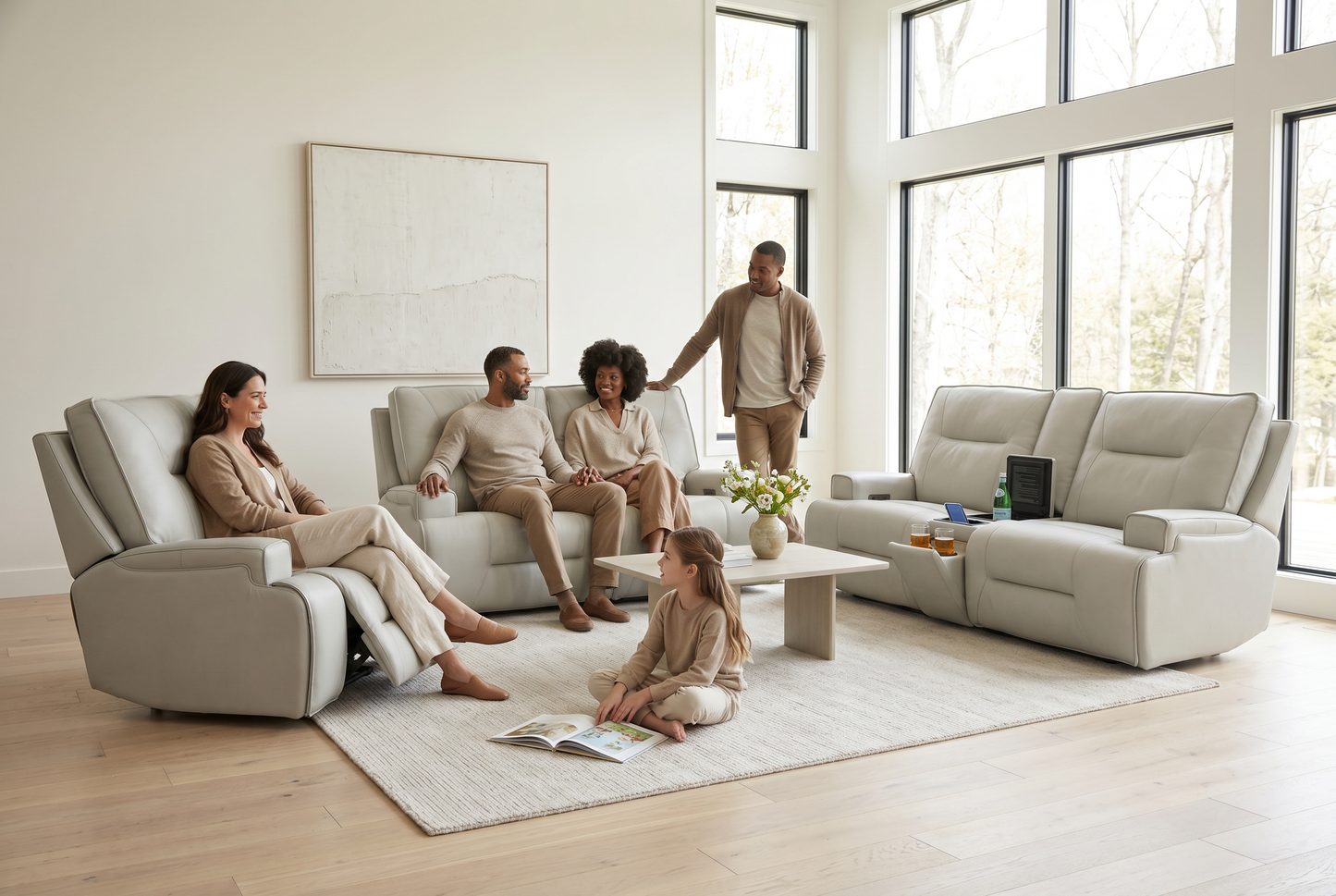 Atlas Fog Zero Gravity Power Reclining Sofa w/ Fridge