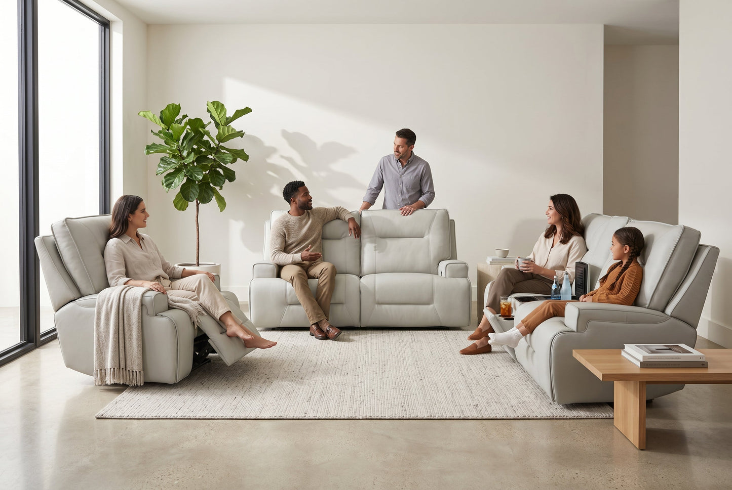 Atlas Fog Zero Gravity Power Reclining Sofa w/ Fridge