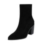 Autumn Women Modern Boots Office Lady Faux Suede Mid-calf Botas Woman Slip-on Pointed Toe Short Booties