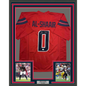 Framed Autographed/Signed Azeez Al Shaair 35x39 Houston Red Football Jersey Beckett BAS COA