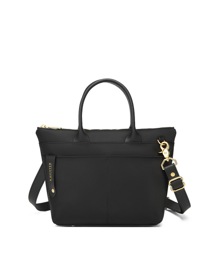 Dot Tote | Black Nylon + Black Leather