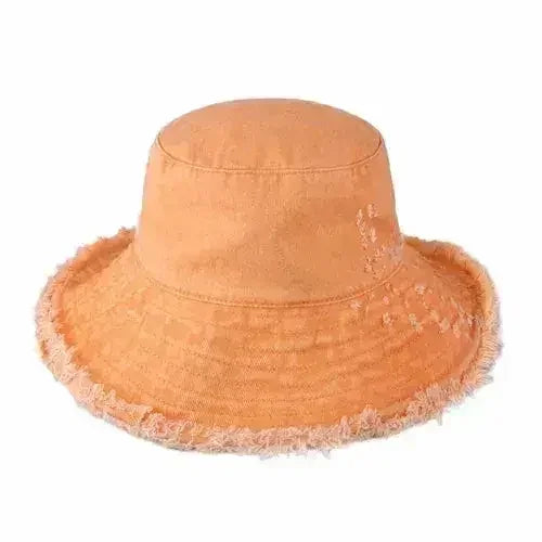 Frayed Bucket Hat - Wide Brim Cotton - UPF 50+ Sun Protection - One Size
