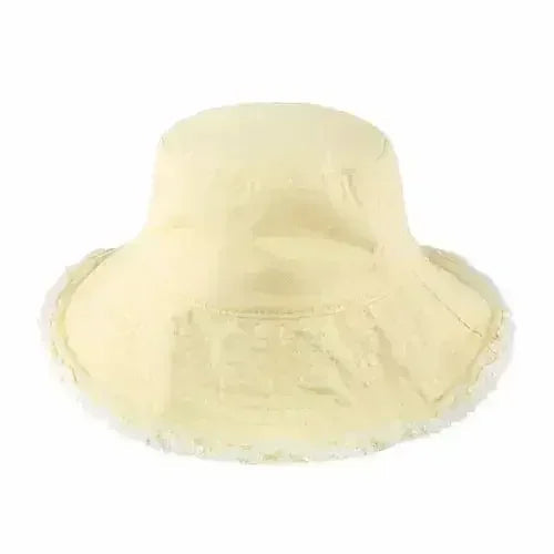 Frayed Bucket Hat - Wide Brim Cotton - UPF 50+ Sun Protection - One Size
