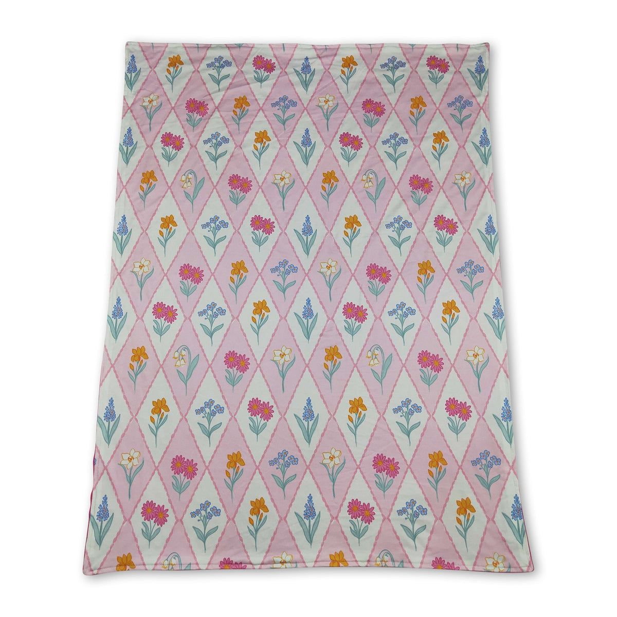Hot pink polka dots floral minky baby girls blanket