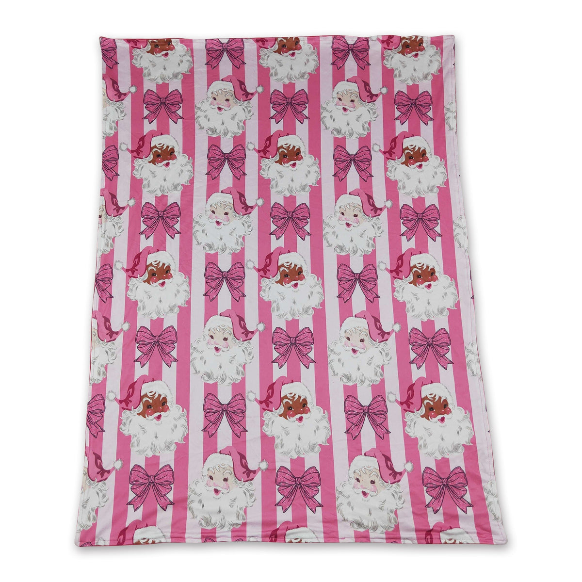 Pink bow stripe santa baby girls Christmas blanket