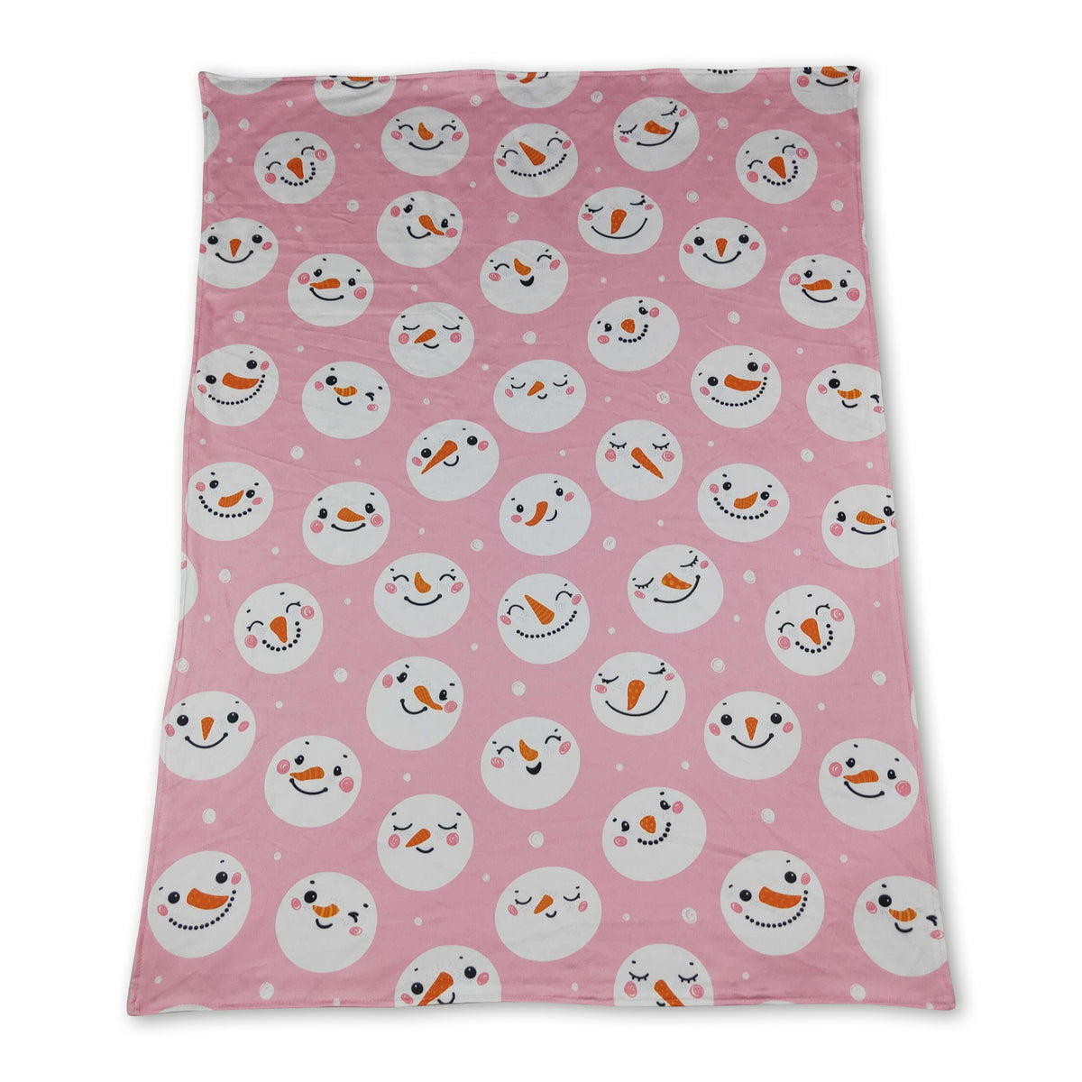 Snowman pink minky dots baby girl blanket