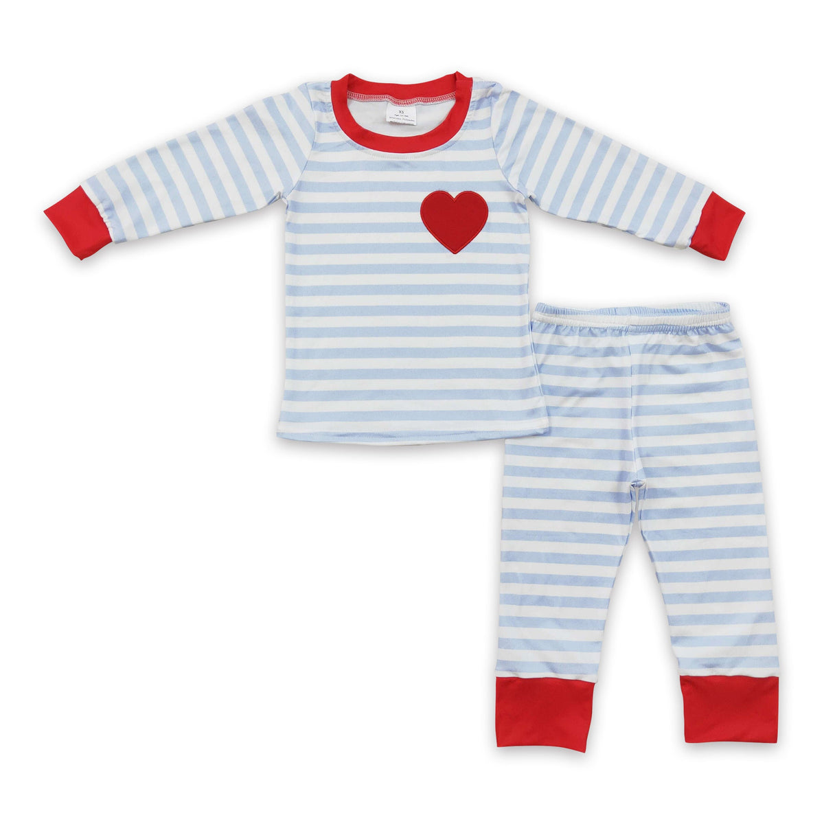 Red heart embroidery baby kids valentine's pajamas