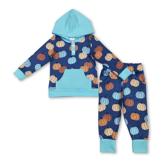 Long sleeves pumpkin hoodie pants boys fall clothing
