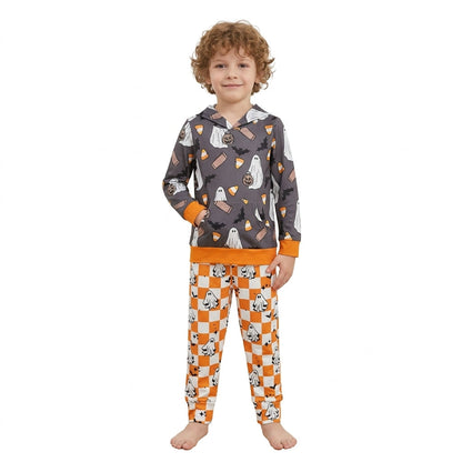 Ghost candy corn hoodie pants boys Halloween set