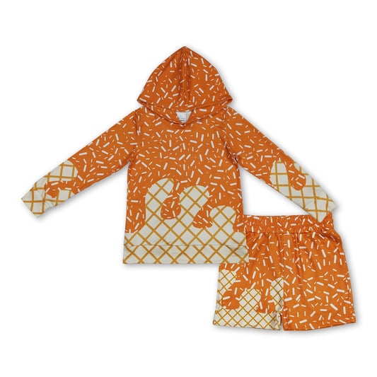 Orange ice cream sprinkle hoodie shorts kids boys clothing