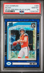 Graded 2024 Panini Donruss Bo Nix #369 Optic Preview Blue Scope Rookie RC Football Card PSA 10 Gem Mint