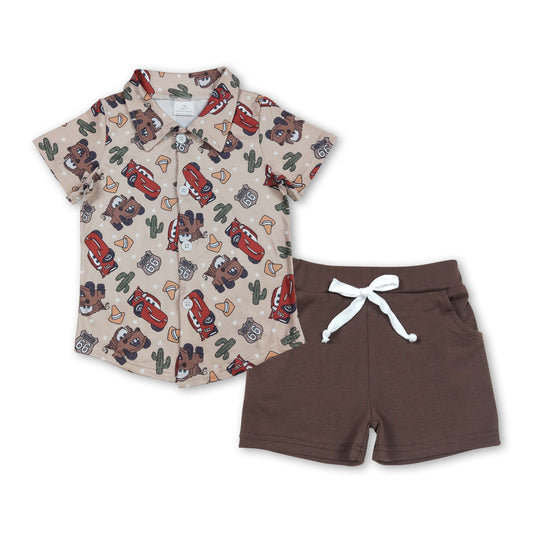 Cars cactus button down shirt shorts boys clothing