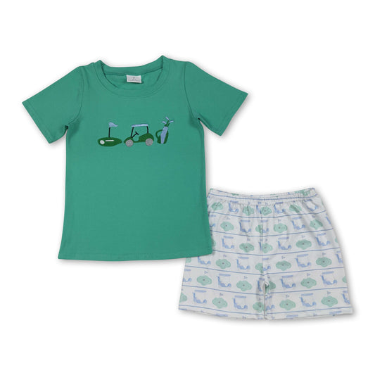 Short sleeves golf top shorts kids boys clothing