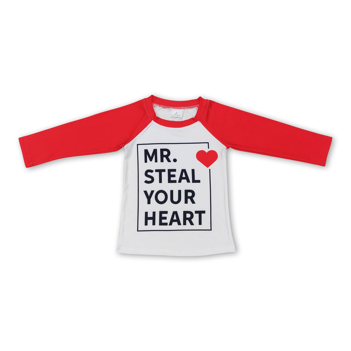 Red long sleeves steal your heart kids valentine's raglan