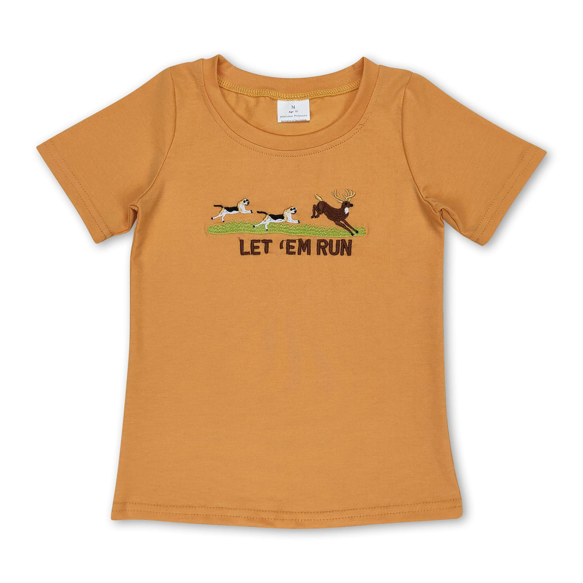 Short sleeves let 'em run deer baby boys shirt