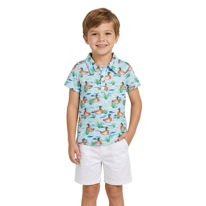 Short sleeves blue duck kids boys polo shirt
