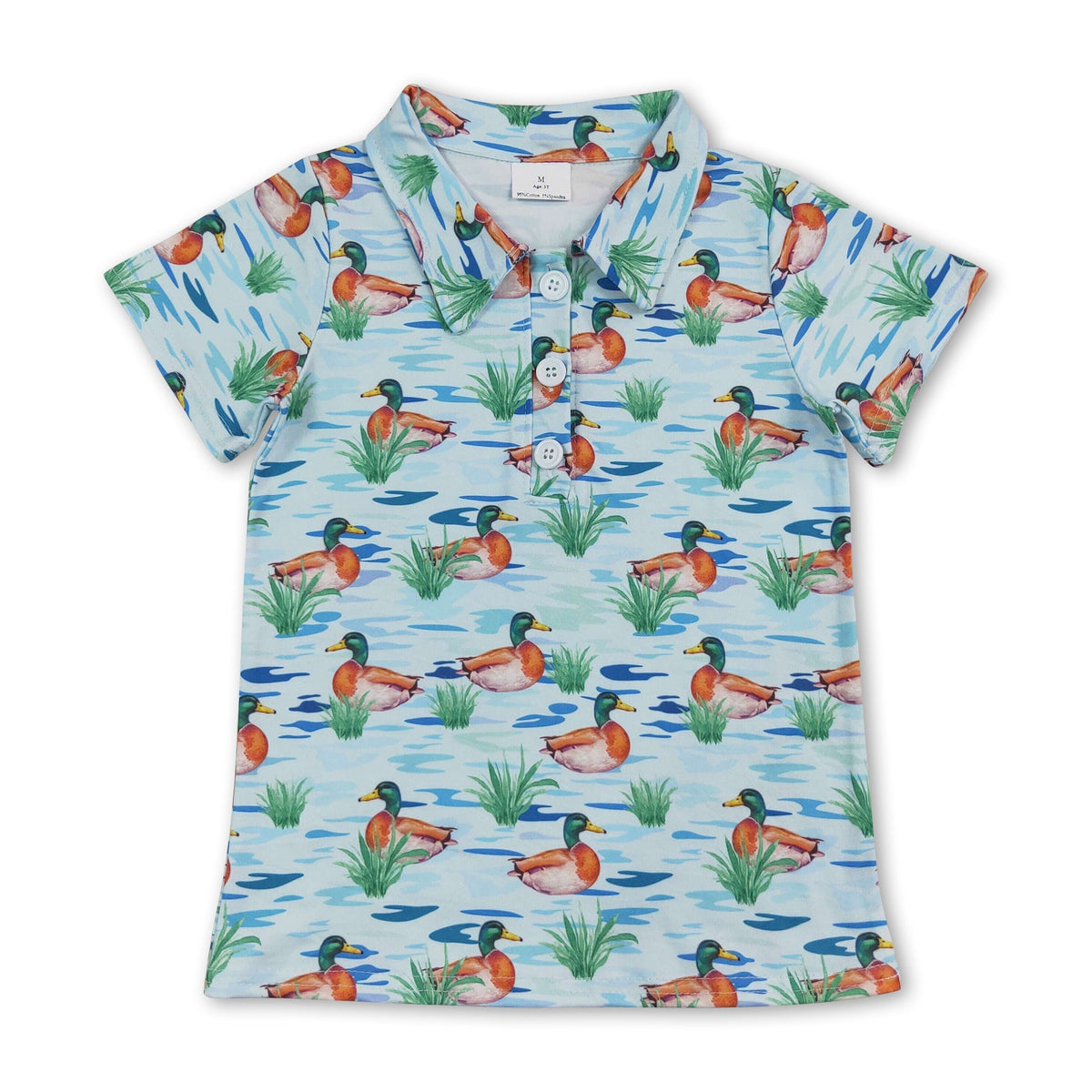 Short sleeves blue duck kids boys polo shirt