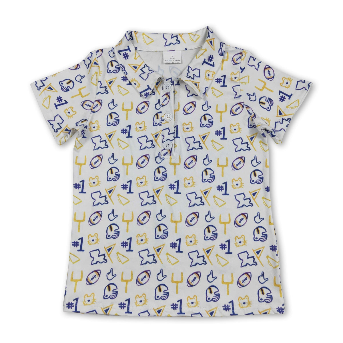 Short sleeves yellow football kids boys team polo shirt
