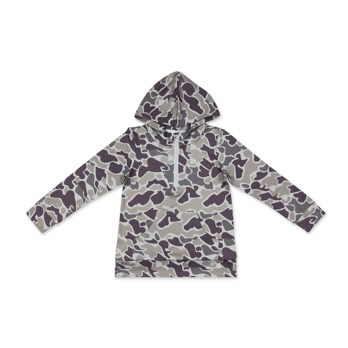 Long sleeves camo pocket zipper kids boys fall hoodie