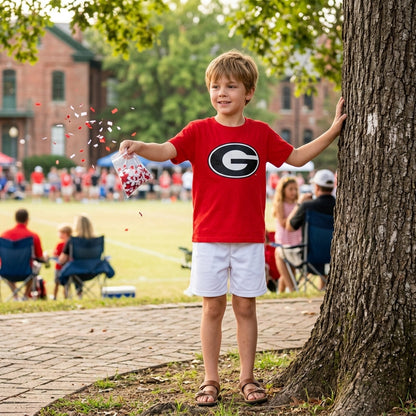 Short sleeves red G kids boys team shirt