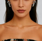 C-Shaped Hoop Ear Cuffs with Spiral & Teardrop Design