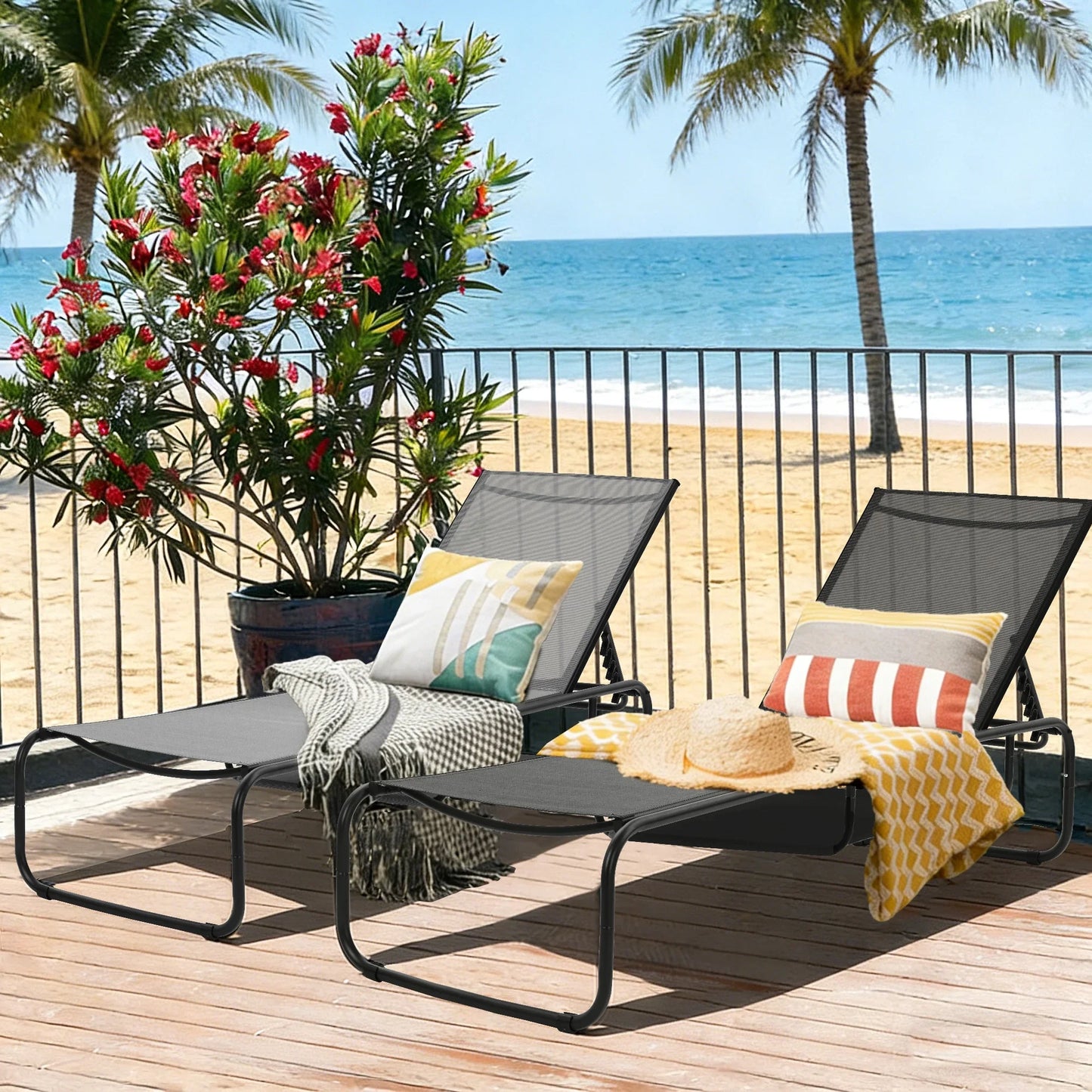 Ainfox 2 pcs Patio Lounge Chair Outdoor, Pool Lounge Chairs