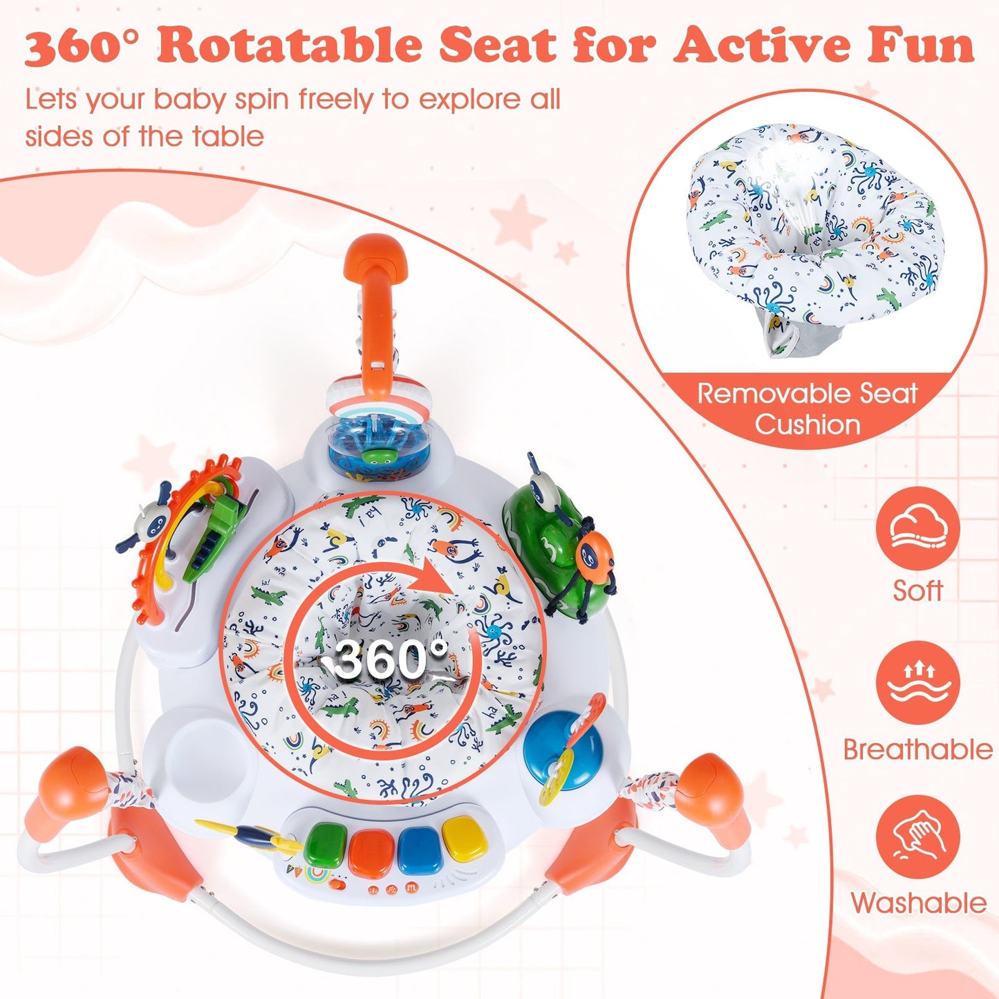 Baby Activity Center Baby Jumper and Bouncer with 6 Interactive Toys Lights and Music