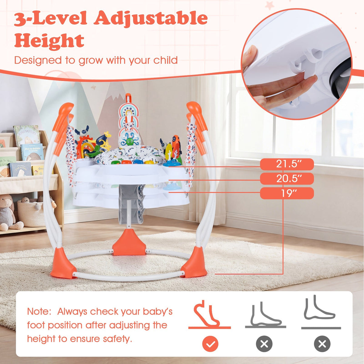 Baby Activity Center Baby Jumper and Bouncer with 6 Interactive Toys Lights and Music