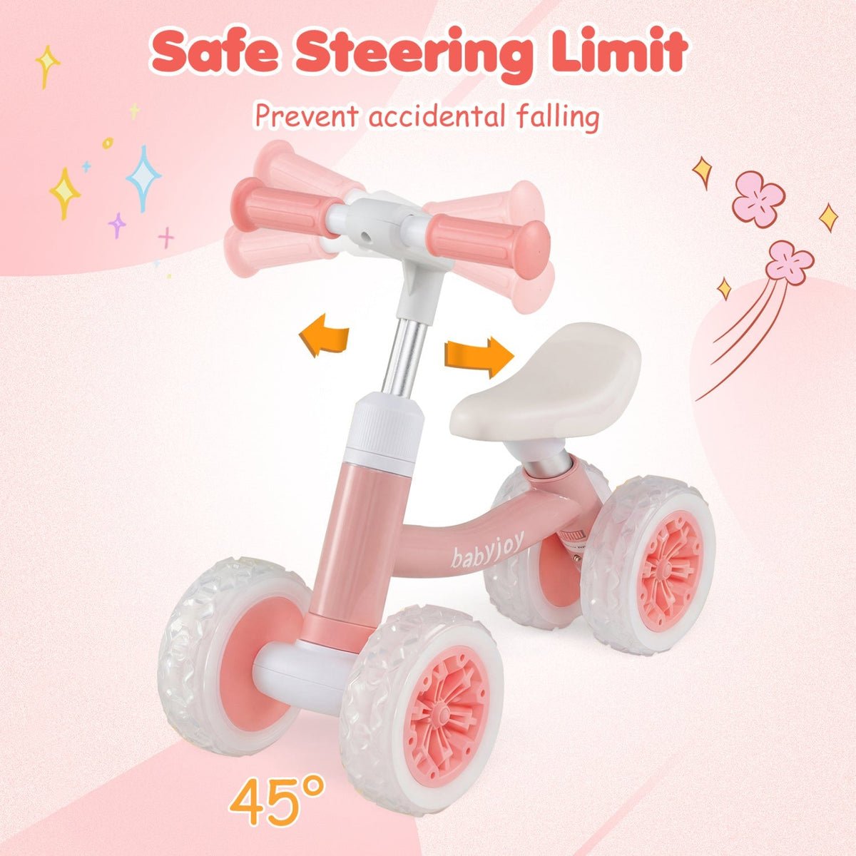 Baby Balance Bike with Adjustable Handlebar and Seat with Lighting Wheels