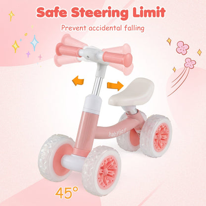Baby Balance Bike with Adjustable Handlebar and Seat with Lighting Wheels