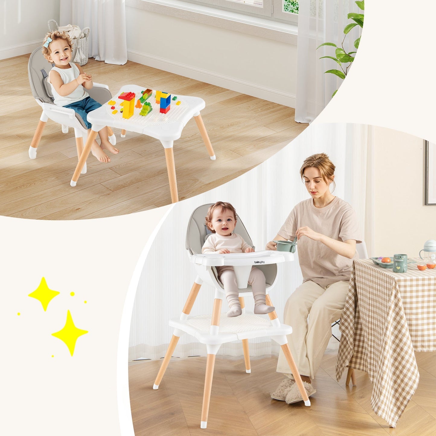 5-in-1 Baby Wooden Convertible High Chair