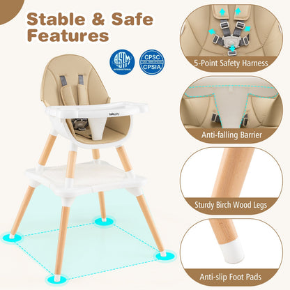 5-in-1 Baby Wooden Convertible High Chair