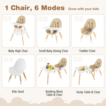 5-in-1 Baby Wooden Convertible High Chair