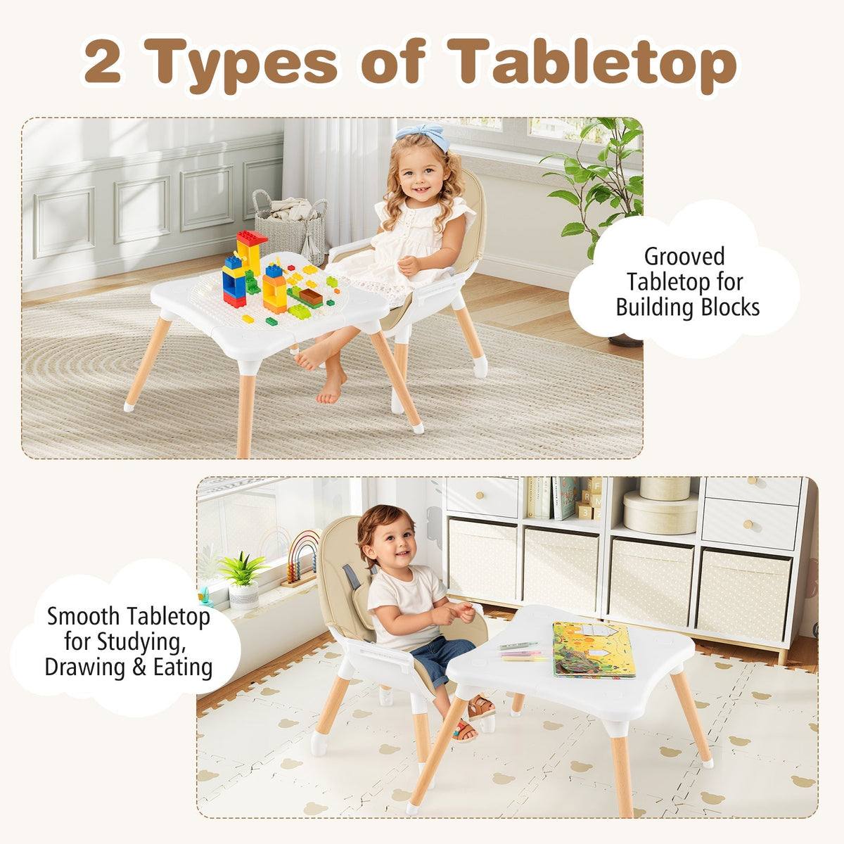 5-in-1 Baby Wooden Convertible High Chair