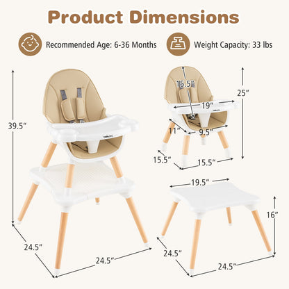 5-in-1 Baby Wooden Convertible High Chair