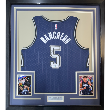 Framed Autographed/Signed Paolo Banchero 35x39 Orlando Nike Swingman City Edition Jersey Fanatics COA