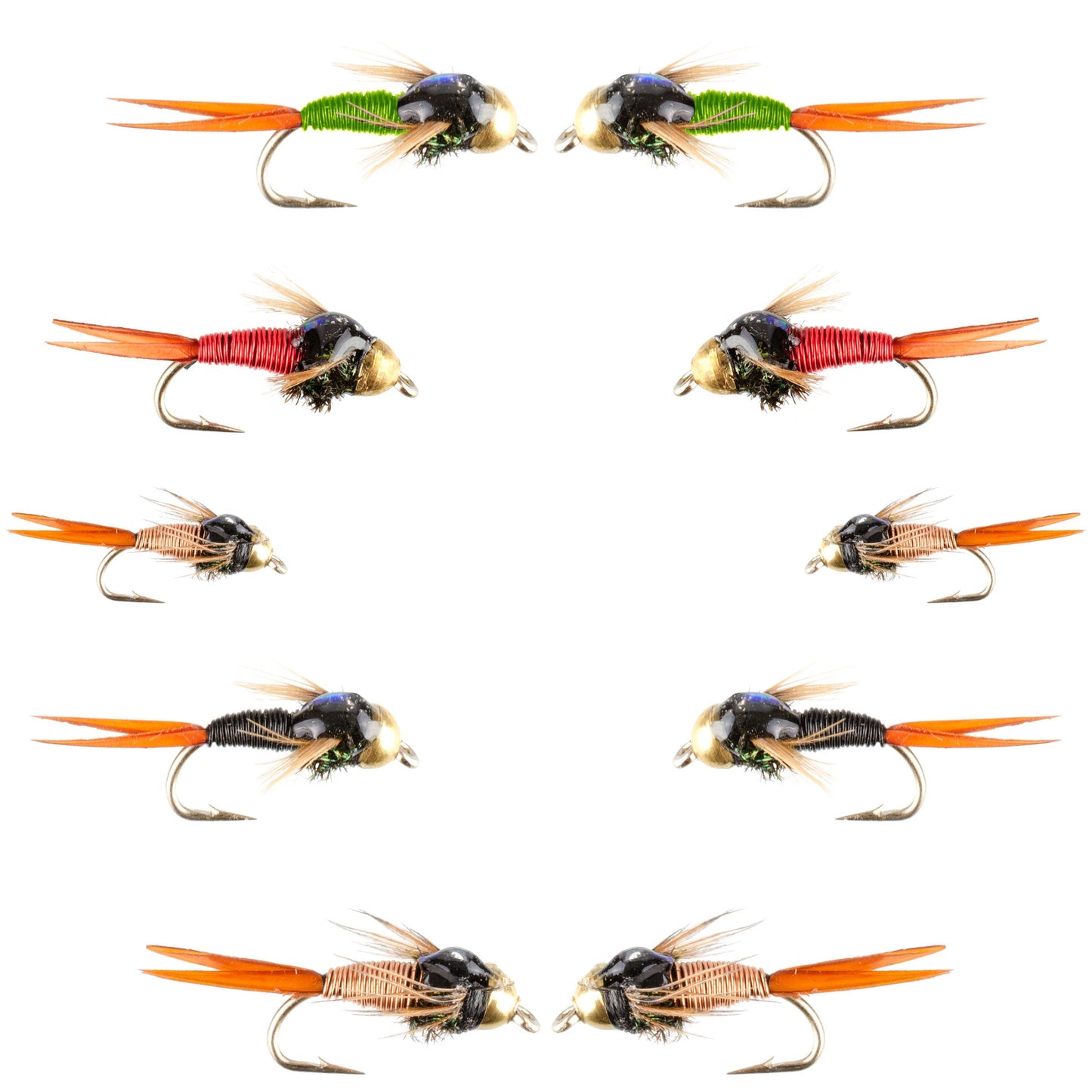 Basics Collection - Bead Copper John Assortment - 10 Flies Sizes 14-18
