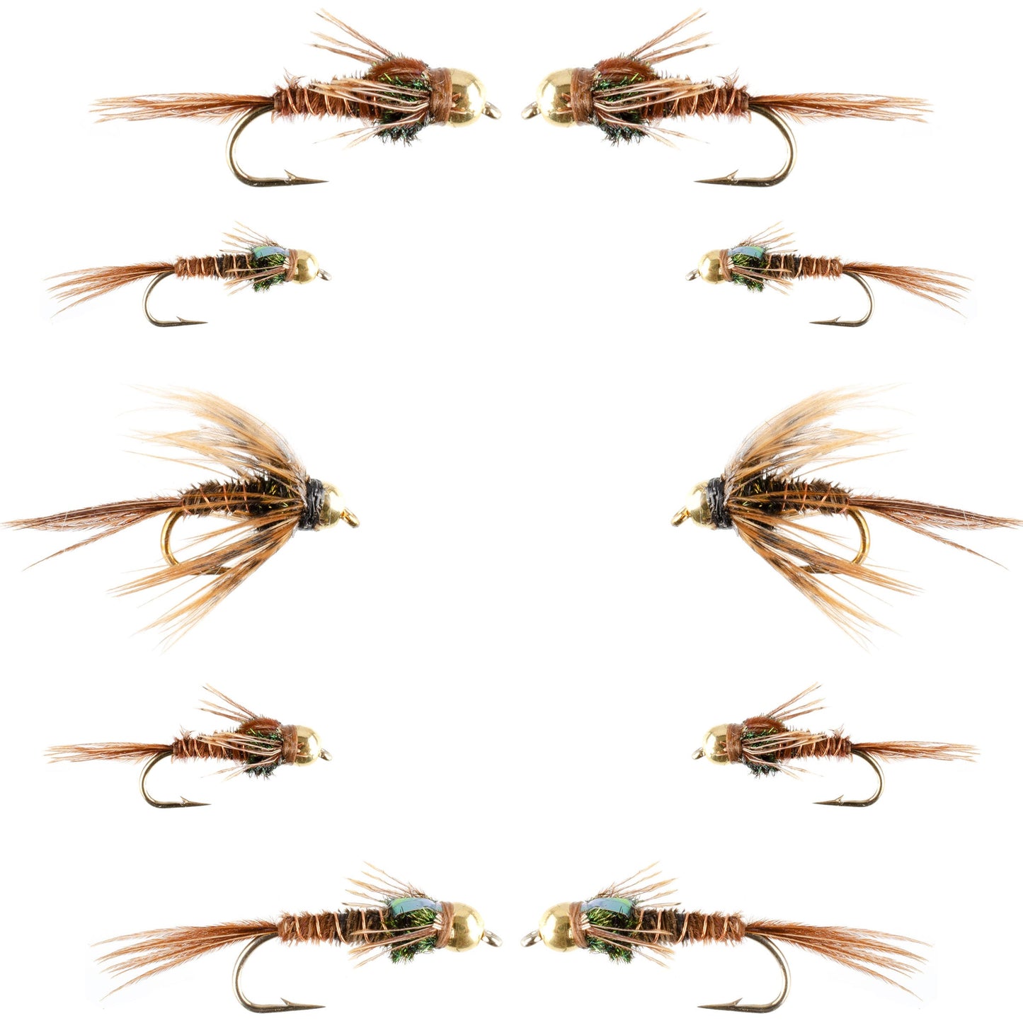 Basics Collection - Beaded Pheasant Tail Nymph Assortment - 10 Flies #14-18